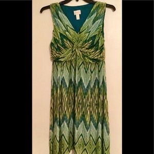 Chico's Green Print Sharkbite Dress
